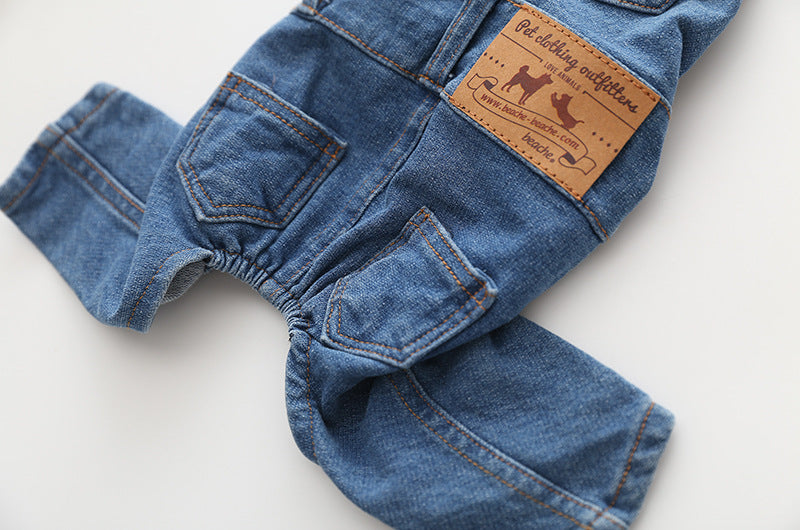 Washed Denim Comfortable Stretchy Jeans Pet Overalls