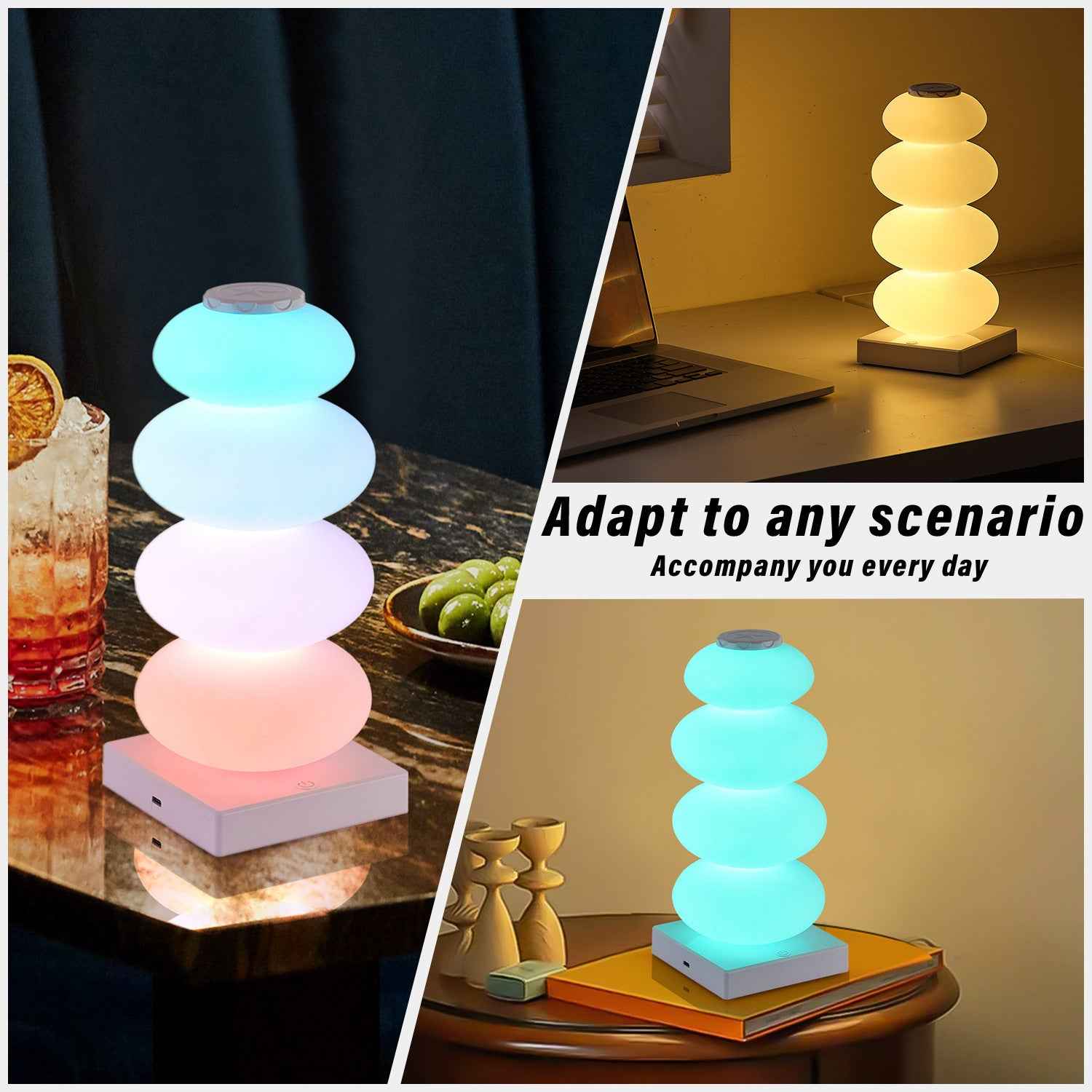 Creative LED Touch-Charging Night Light, Colorful Ambient Desk Lamp for Bedroom Home Decor
