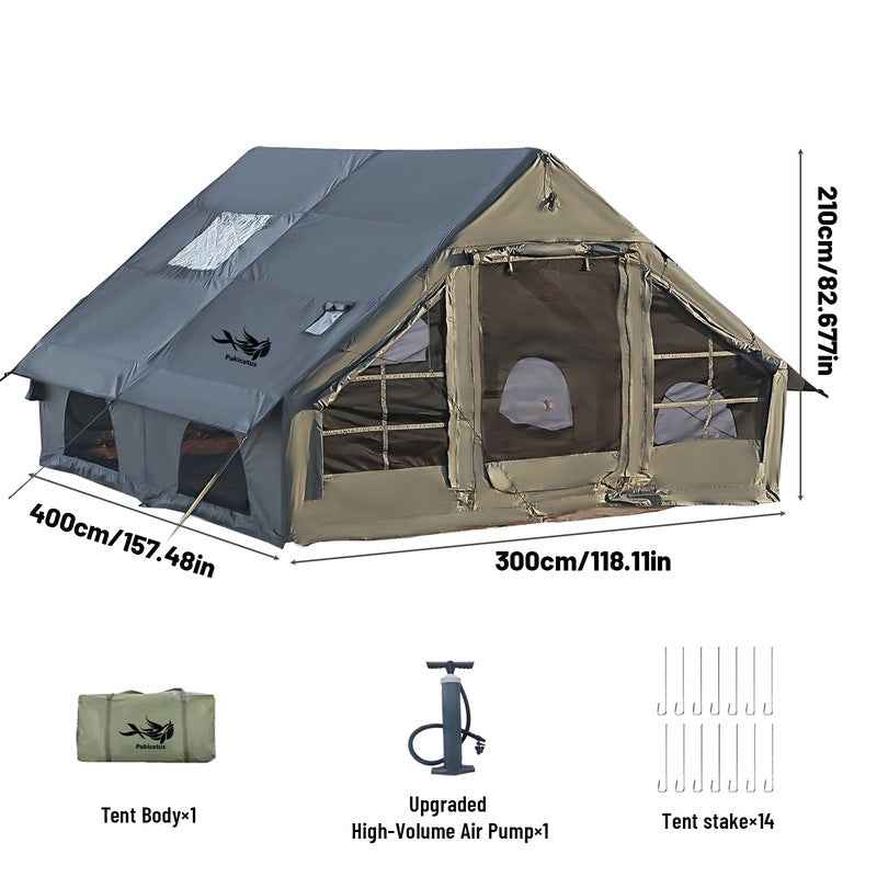 Large Inflatable Glamping Tent with Skylight – Breathable Mesh Air Tent for Summer Camping