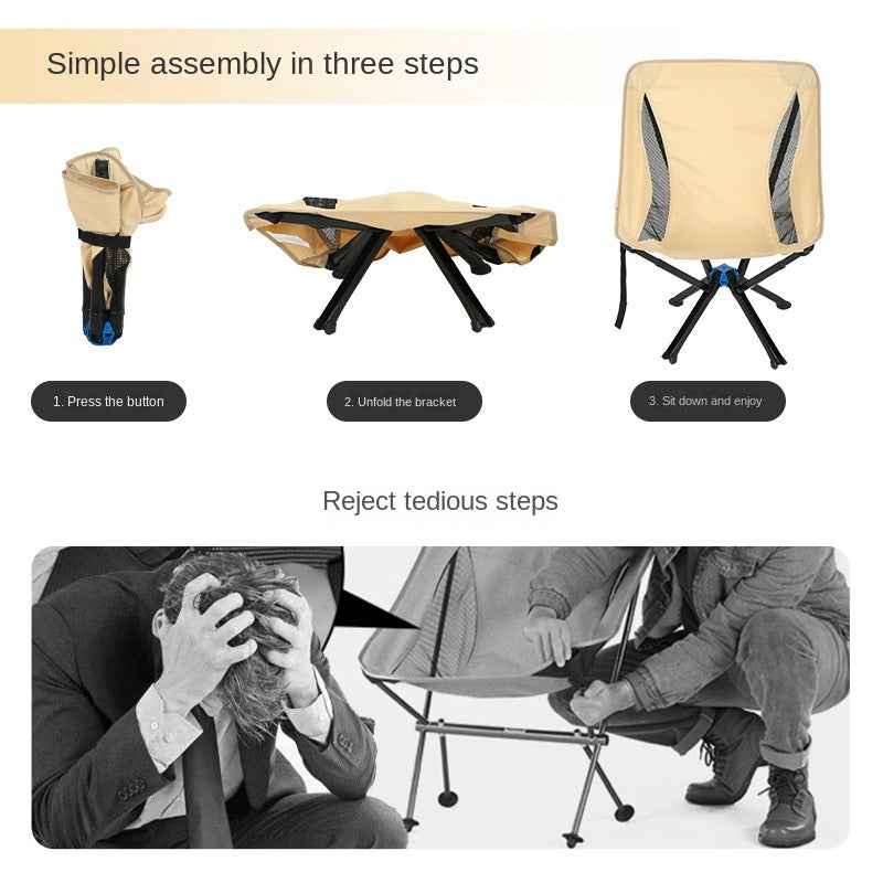 Outdoor Camping Moon Chair with Umbrella – Aluminum Lightweight Portable Backrest Chair