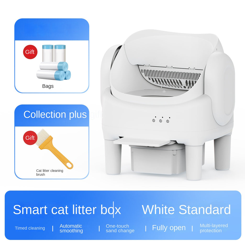 Smart Automatic Cat Litter Box with Open Design, Electric Self-Cleaning, Auto Scoop, Full-Size Intelligent Cat Toilet