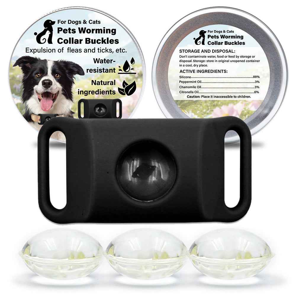 Pet Cat Dog Flea and Tick Prevention Silicone Collar with Insect Repellent Tag, Anti-Flea and Anti-Tick