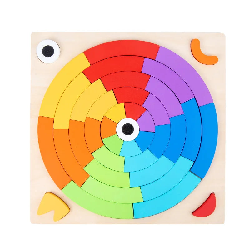 Children's puzzle blocks puzzle boards rainbow colors shape recognition early education puzzle toys tabletop games ﻿