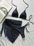 Polka Dot Bikini Set with Neck Strap Separated Swimwear