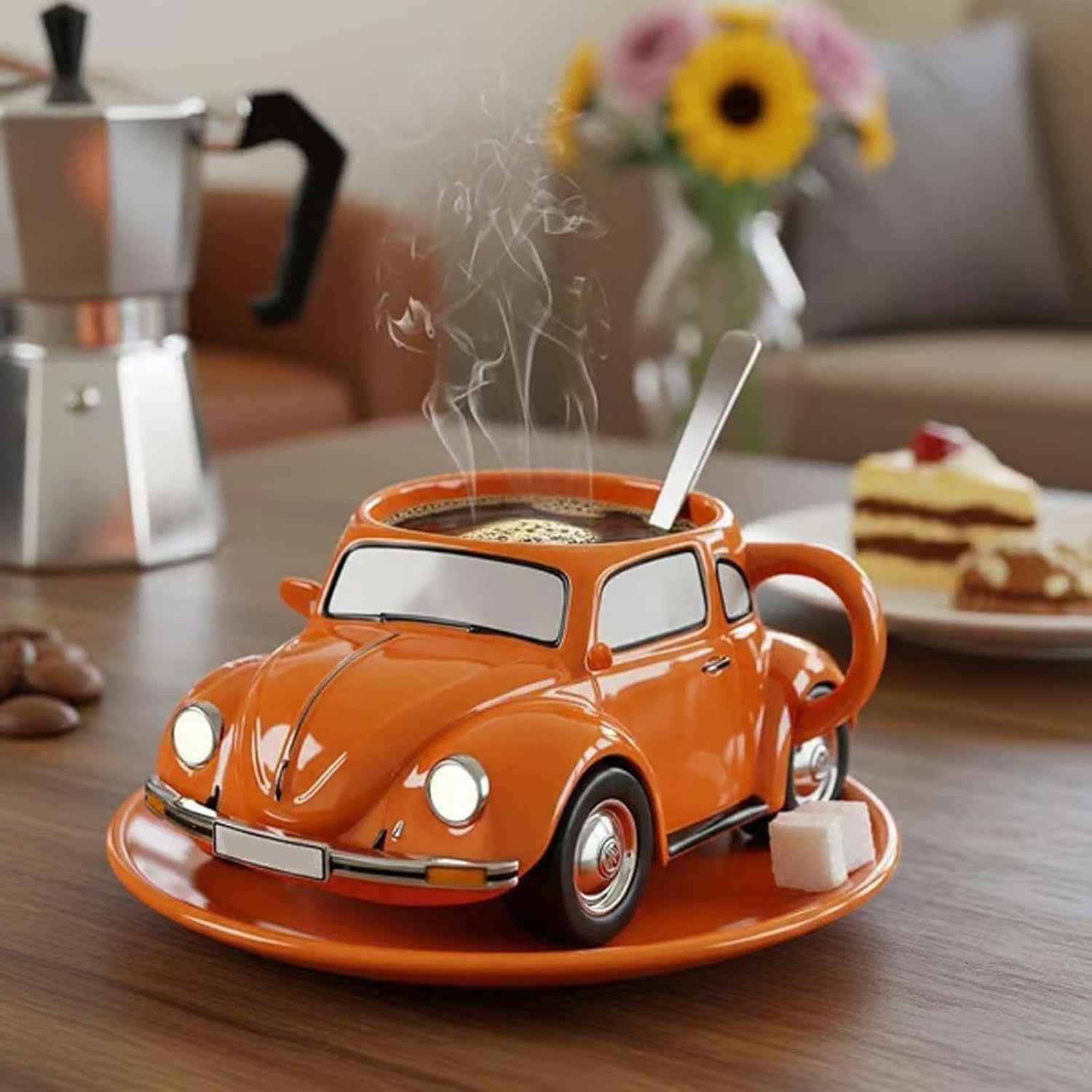 Creative Beetle Mug with 304 Stainless Steel Inner Core and Resin Craft, Beetle Design Coffee Mug