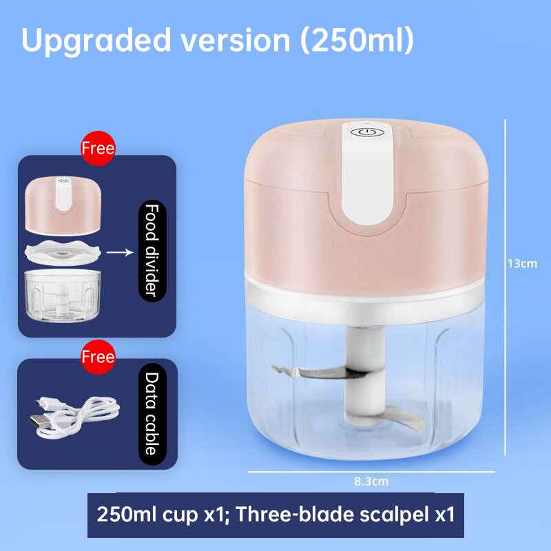 Mini Automatic Portable Food Processor, Triple Blade, USB 250 mL Electric Bivolt