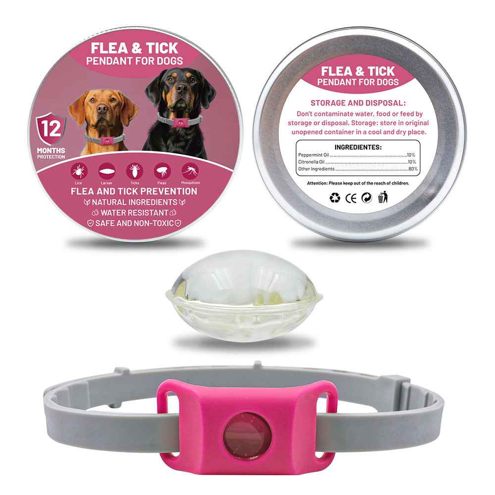 Pet Cat Dog Flea and Tick Prevention Silicone Collar with Insect Repellent Tag, Anti-Flea and Anti-Tick