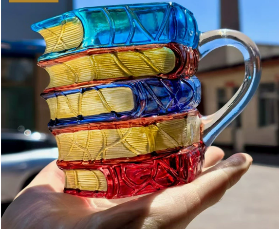 Stacked Book Glass Mug | 350ml Borosilicate Coffee & Tea Cup eprolo
