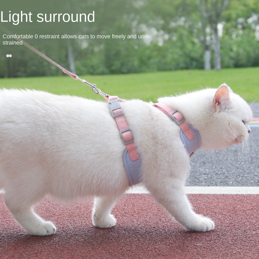 Cat traction rope to prevent breaking free cat chest harness for outdoor walking cat rope