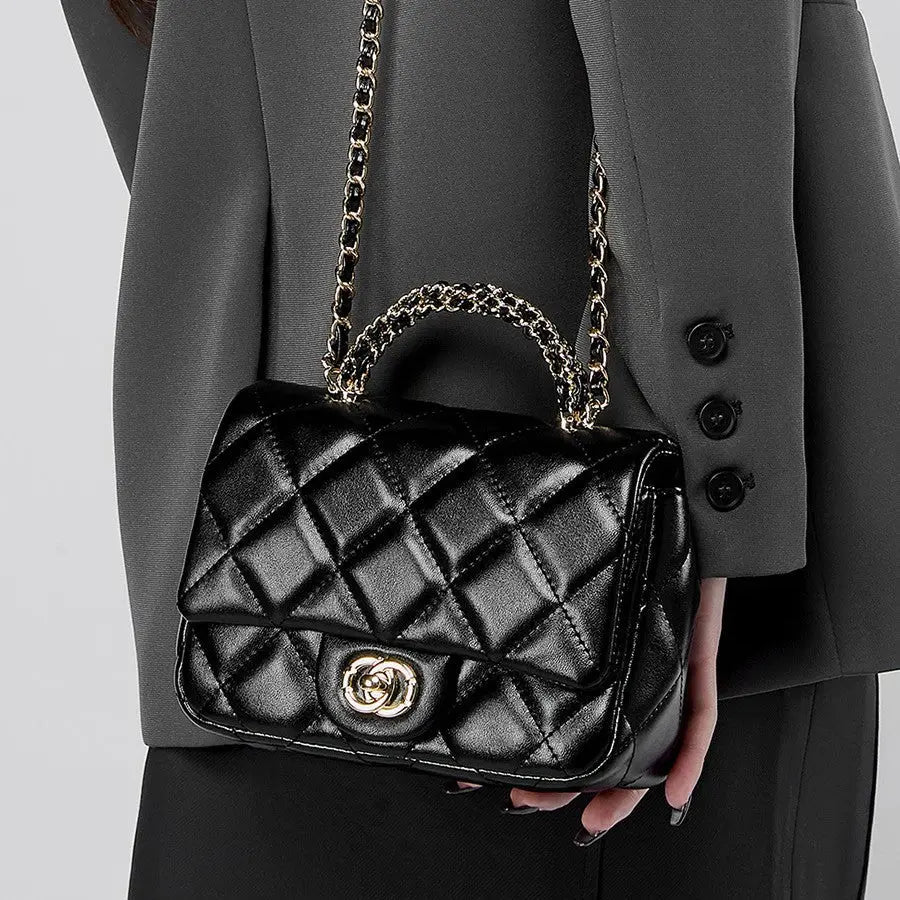 Metal chain diamond grid handbag eprolo