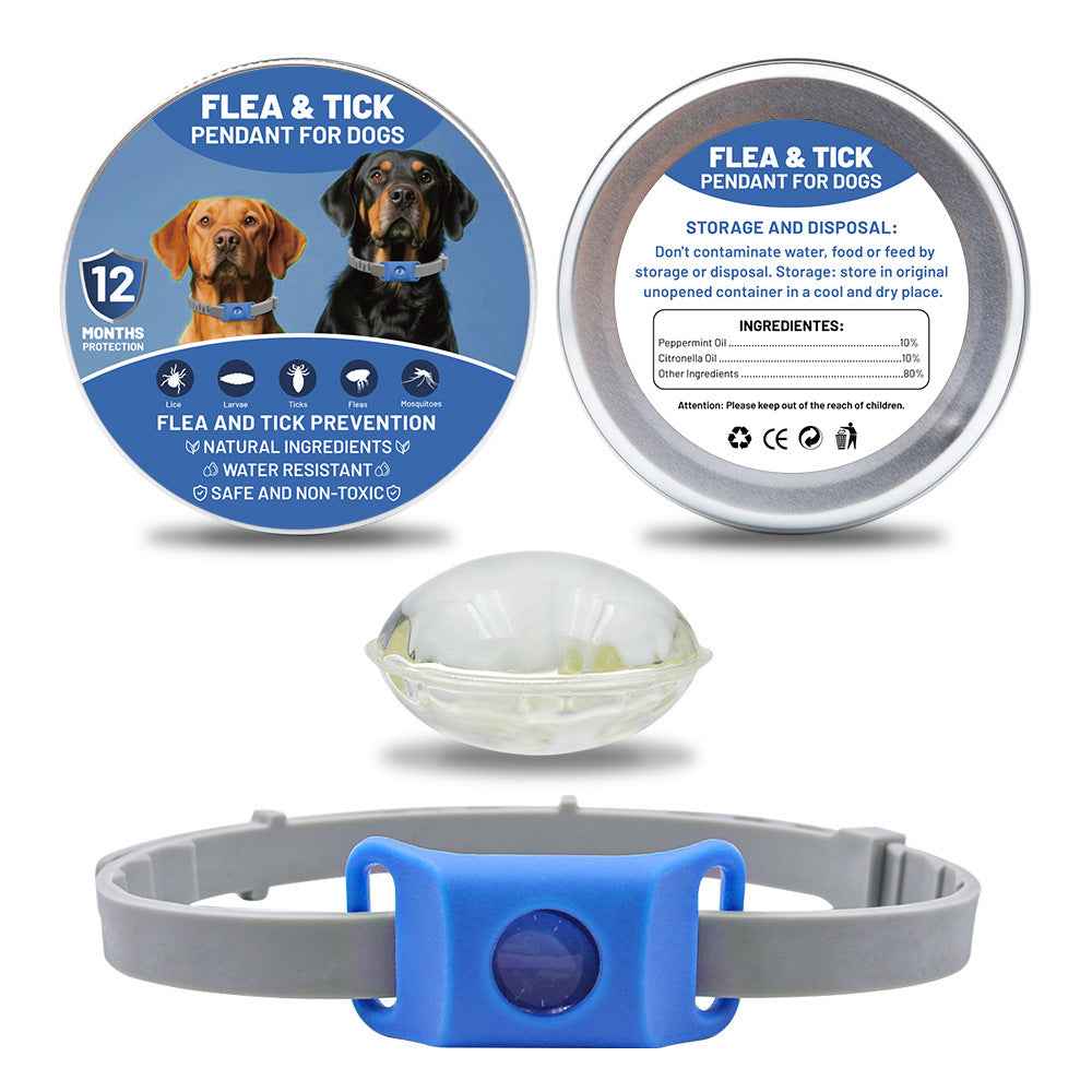 Pet Cat Dog Flea and Tick Prevention Silicone Collar with Insect Repellent Tag, Anti-Flea and Anti-Tick