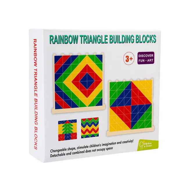 Children's early education toys Ring rainbow wooden blocks thinking training hand eye coordination disc breakdown Jenga