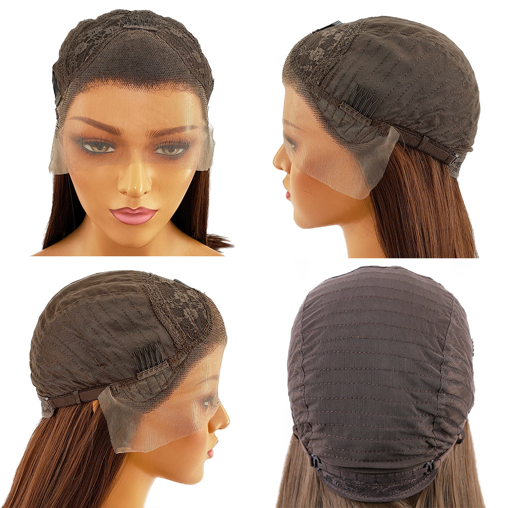 Natural Realistic Wig 613# 100% Front Lace Long Straight Hair Matte High Temperature Silk Headgear