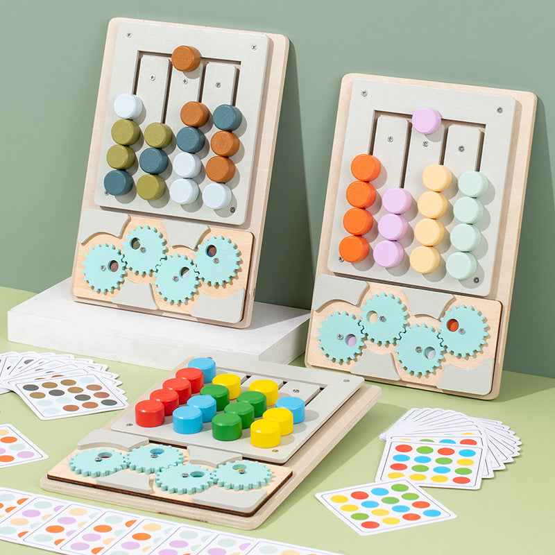 Wooden children's early education 2-in-1 four-color game color matching exercise wrist coordination puzzle toy