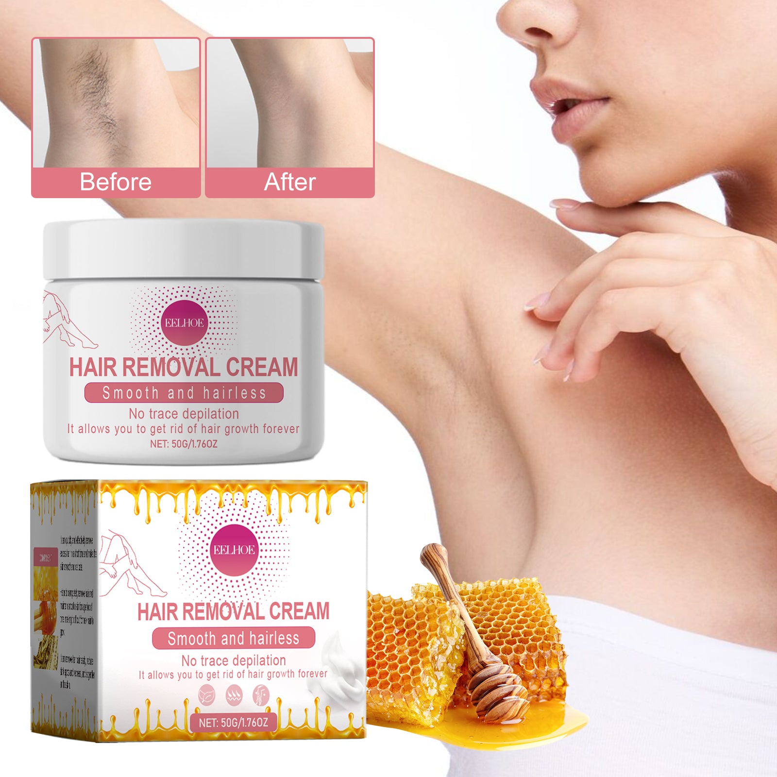 Hair Removal Cream, Underarm Leg Hand Hair Removal Mild Non-Irritating Smooth Delicate Skin Clean eprolo