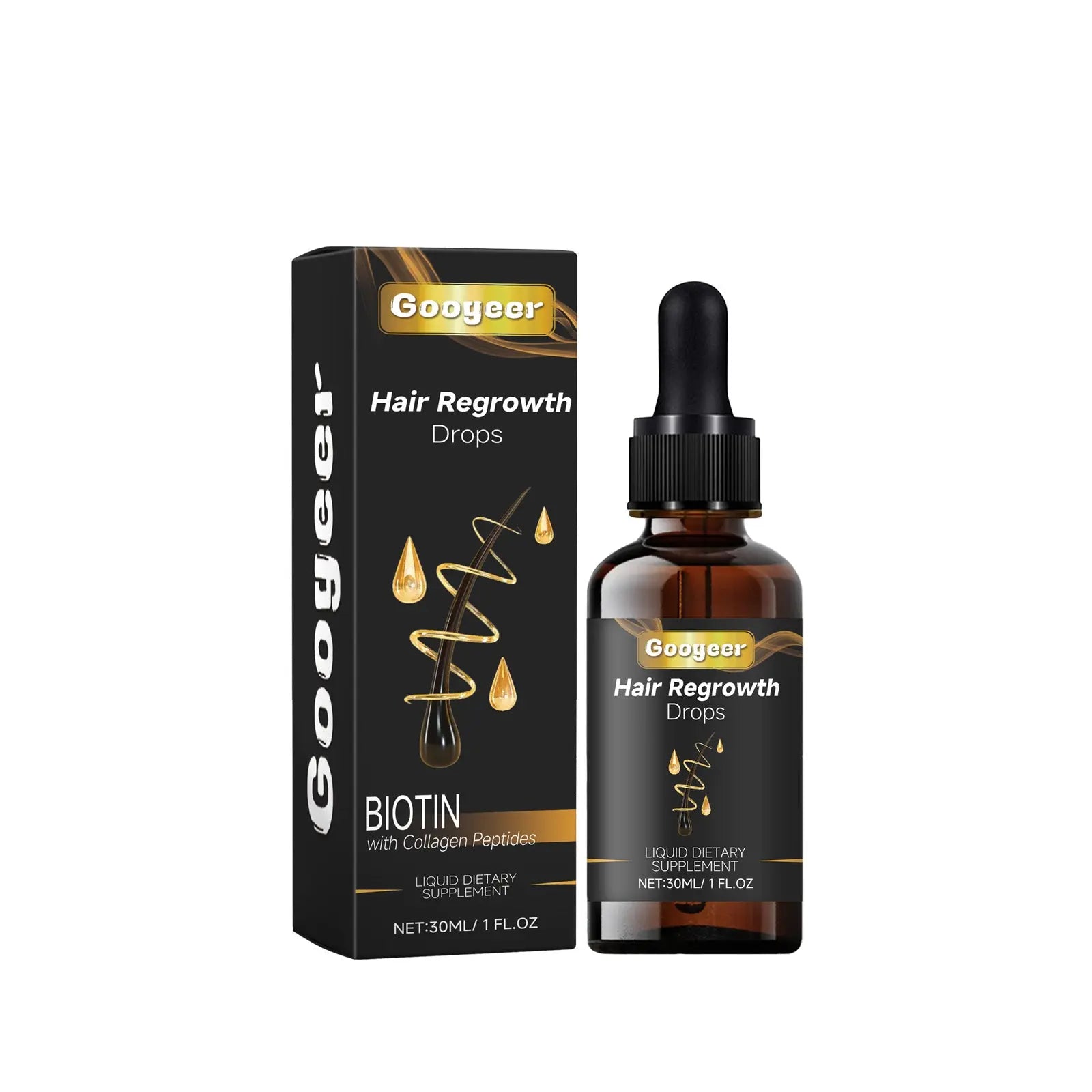 Googeer Hair Regrowth Drops, Repair Dry Hair Smooth Hair Solid Hair Thick Prevent Hair Loss eprolo