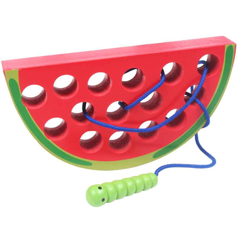 Insects Eat Apples 0.33 Threading Hands On Toys Children's Early Education Puzzle Wooden Toys Montessori Early Education Beads Threading Building Blocks Threading Game Building Blocks