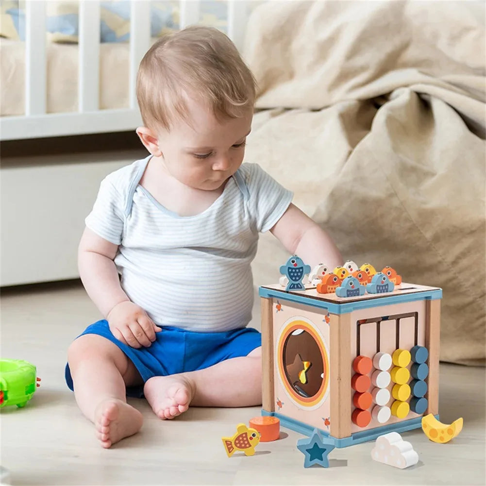 Montessori Early Education Busy Box Early Education Enlightenment Multi functional Fishing Matching Treasure Box Wooden Toys