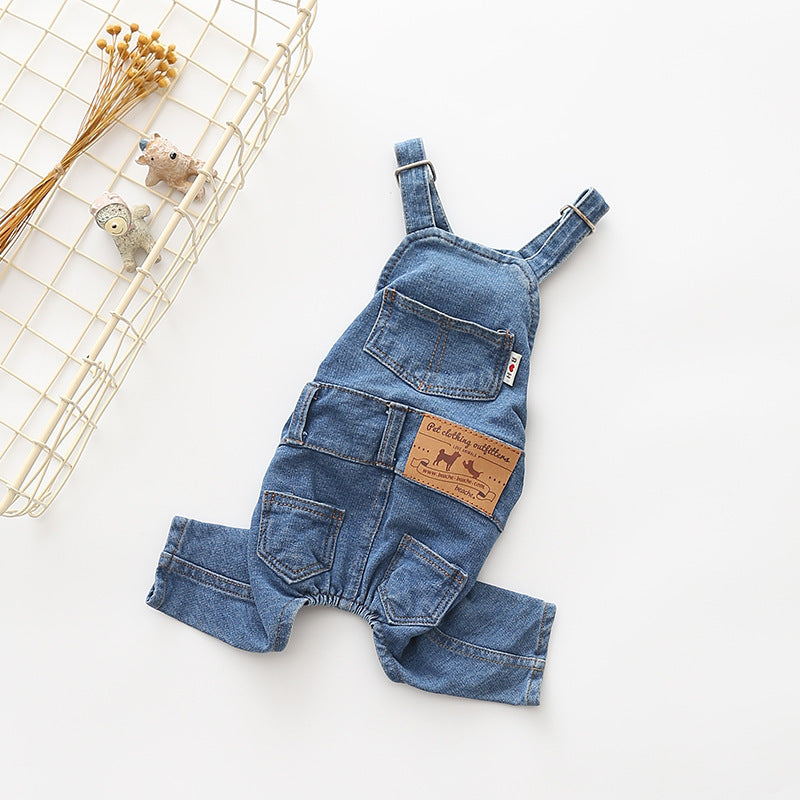 Washed Denim Comfortable Stretchy Jeans Pet Overalls