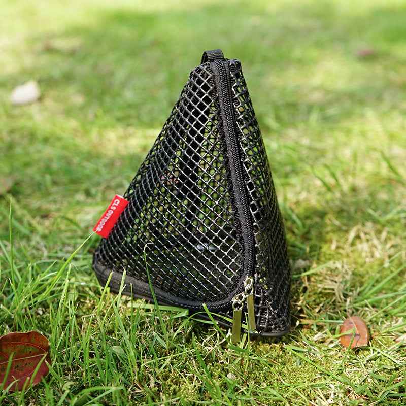 Outdoor Triangular Hanging Net – Foldable Sun Drying & Camping Storage Basket, PVC Mesh Bag