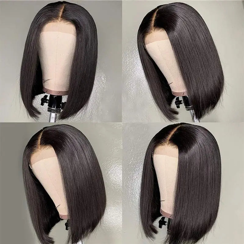 Wig High Temperature Silk Front Lace Wig Headgear Human Hair Wigs For Black Women Middle Part BOB eprolo