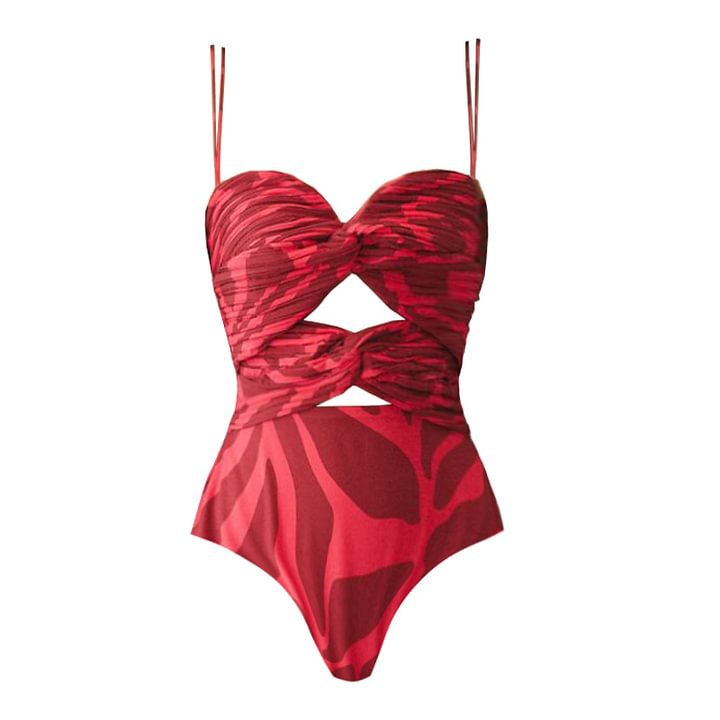 Printed Cut-out Sleeveless One-piece Swimwear for Women Beach Vacation