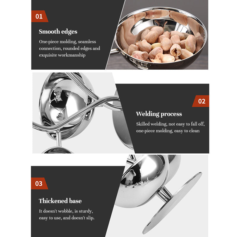 Stainless Steel Divided Serving Tray with Dip Bowls, Snack & Chip Dip Server Set, Condiment Display Stand
