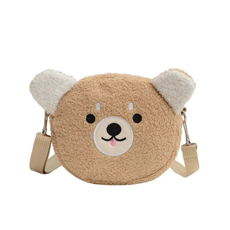 Cartoon plush small bag round embroidered teddy bear bag eprolo