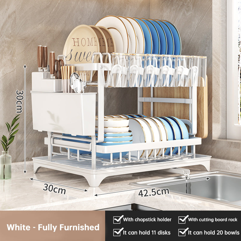 2-Tier Dish Drying Rack | Rustproof Carbon Steel Kitchen Drainer eprolo