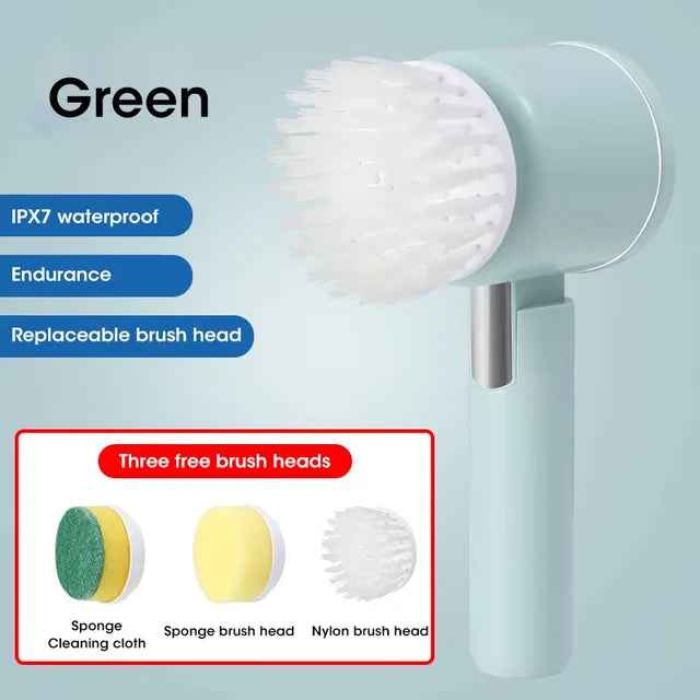 New Electric Spin Scrubber,Bathroom Cleaning Brush Power Scrubber with 5 Replaceable Brush Heads, 5 in 1 Electric Cleaning Brush