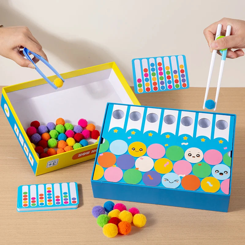 Montessori enlightenment early education clip ball classification game children's color matching toy