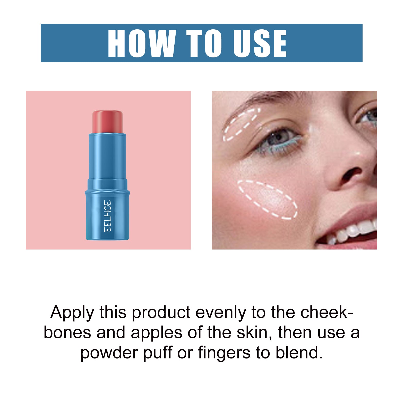 EELHOE Blush Stick, Three-Dimensional Brightening Natural Waterproof Lightweight Lazy Body Contouring Cream