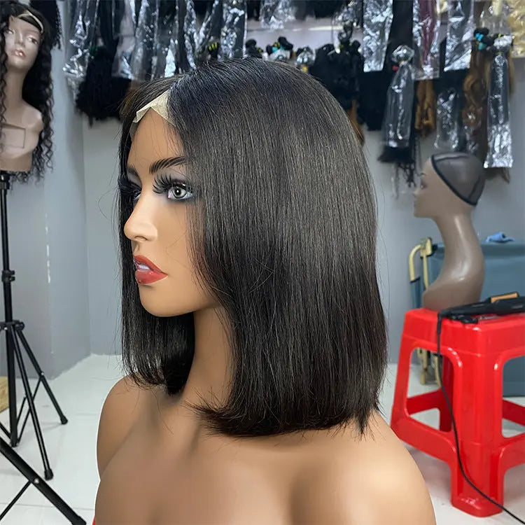 Wig High Temperature Silk Front Lace Wig Headgear Human Hair Wigs For Black Women Middle Part BOB eprolo