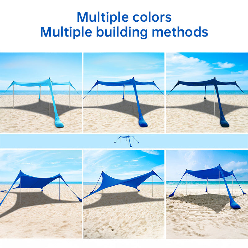 Family beach tent, large pop-up parasol, beach shelter, sun shade. Stable poles with portable carry bag. Outdoor shade. by eprolo
