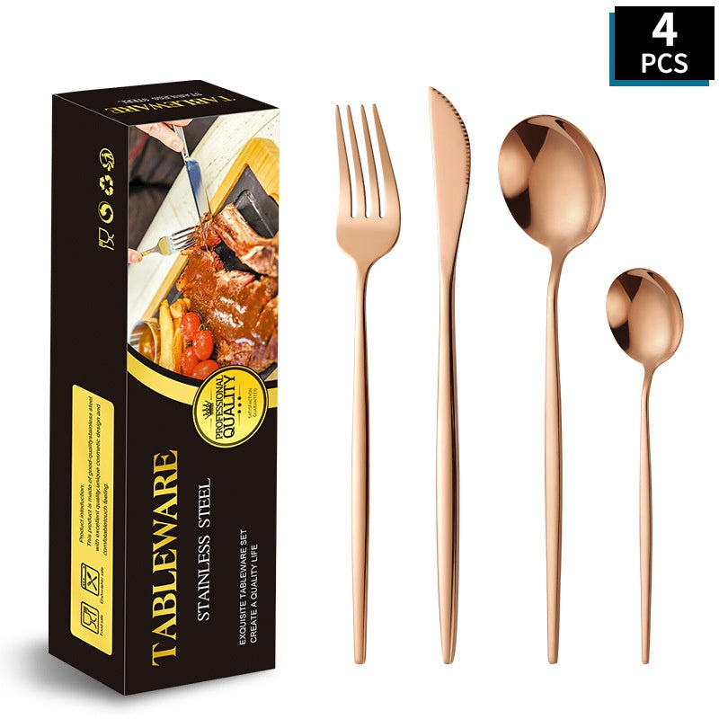 Gold Stainless Steel Cutlery Set | 4-Piece Portuguese Design Royal Beauty Queen