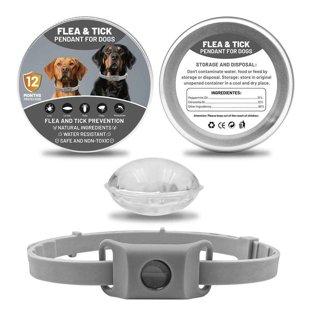 Pet Cat Dog Flea and Tick Prevention Silicone Collar with Insect Repellent Tag, Anti-Flea and Anti-Tick