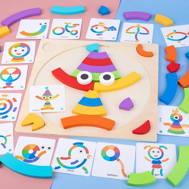Children's puzzle blocks puzzle boards rainbow colors shape recognition early education puzzle toys tabletop games ﻿