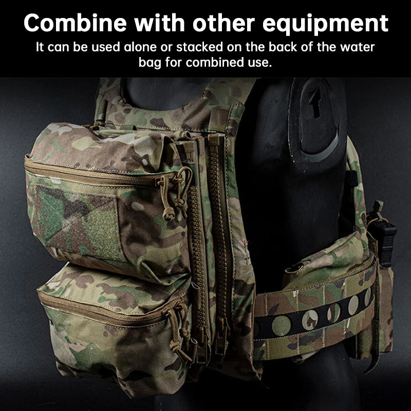 Tactical Back Panel Double General Purpose Pouch for FCPC V5 & Ferro Style Plate Carriers, Molle Utility Storage Bag by eprolo