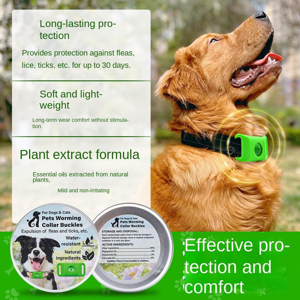 Pet Cat Dog Flea and Tick Prevention Silicone Collar with Insect Repellent Tag, Anti-Flea and Anti-Tick