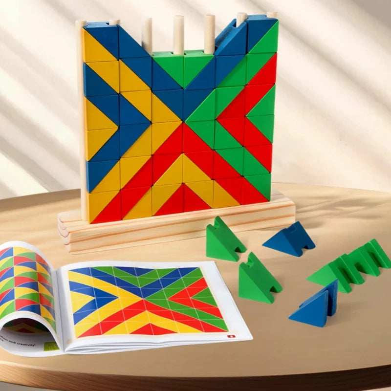 Children's early education toys Ring rainbow wooden blocks thinking training hand eye coordination disc breakdown Jenga
