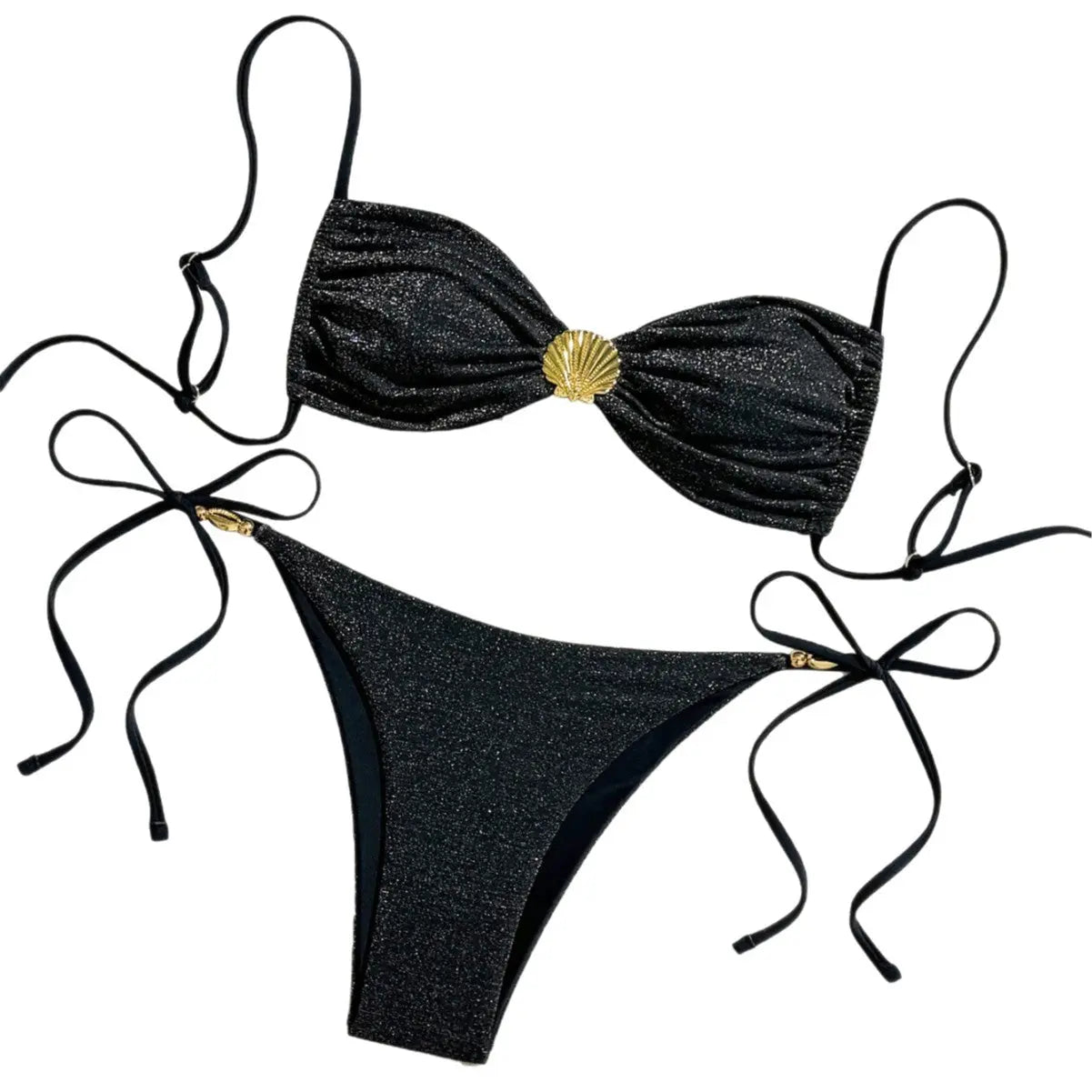 Bikini Set for Women, Sexy Beach Swimwear with Tie-Up Detail, Casual Vacation Style Bikini eprolo