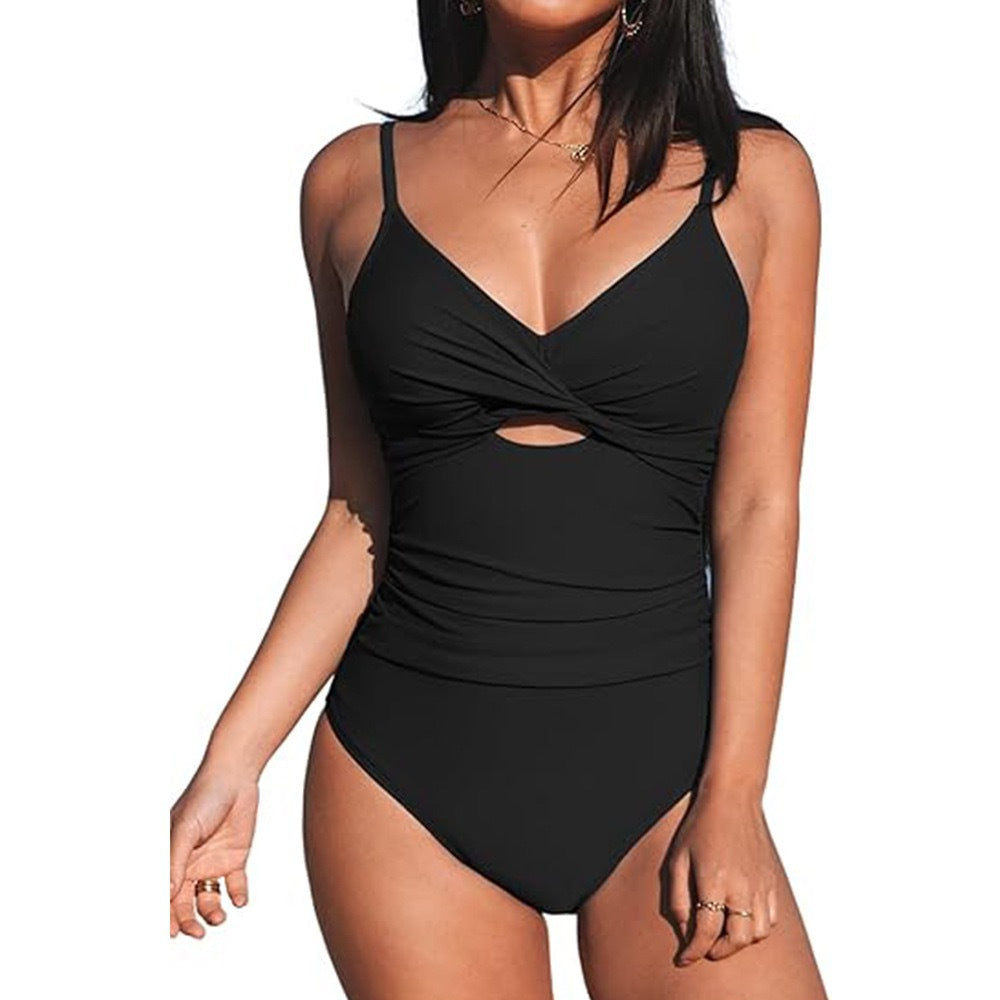 Backless one-piece solid color one-piece swimsuit