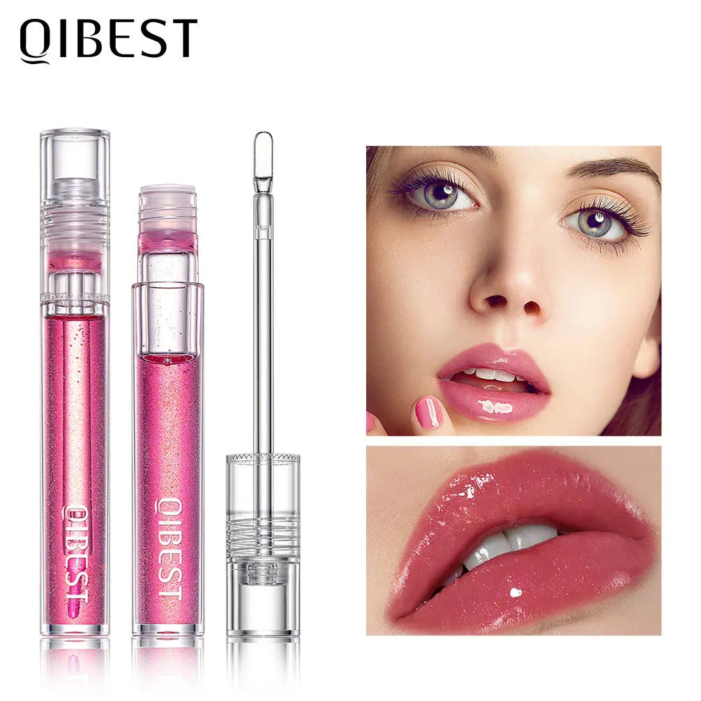 QIBEST Water Light Lip Gloss Mirror Glass Lip Glaze Moisturizing Moisturizing Water Light Lip Gloss Not Easy To Fade Transparent Lip Gloss eprolo