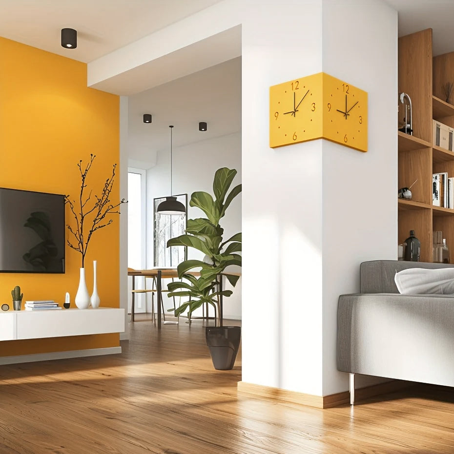 Nordic LED Corner Clock | Silent Dual-Glow Wall Clock for Home eprolo