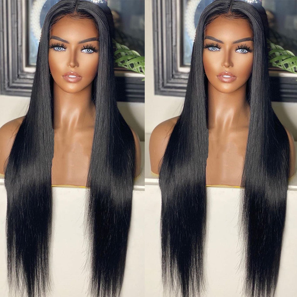 Copy of Natural Transition Wig Black Chemical Fiber Front Lace Long Straight Hair Matte High Temperature Silk Headgear