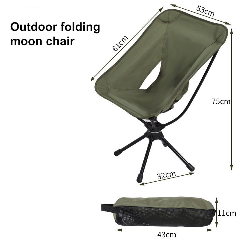 Outdoor Camping Picnic Folding Chair Umbrella Chair Aluminum Lightweight Portable Backrest Moon Chair by eprolo