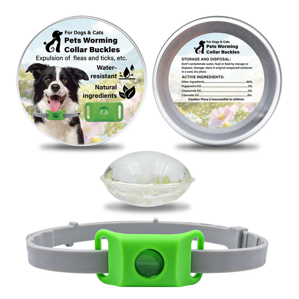 Pet Cat Dog Flea and Tick Prevention Silicone Collar with Insect Repellent Tag, Anti-Flea and Anti-Tick