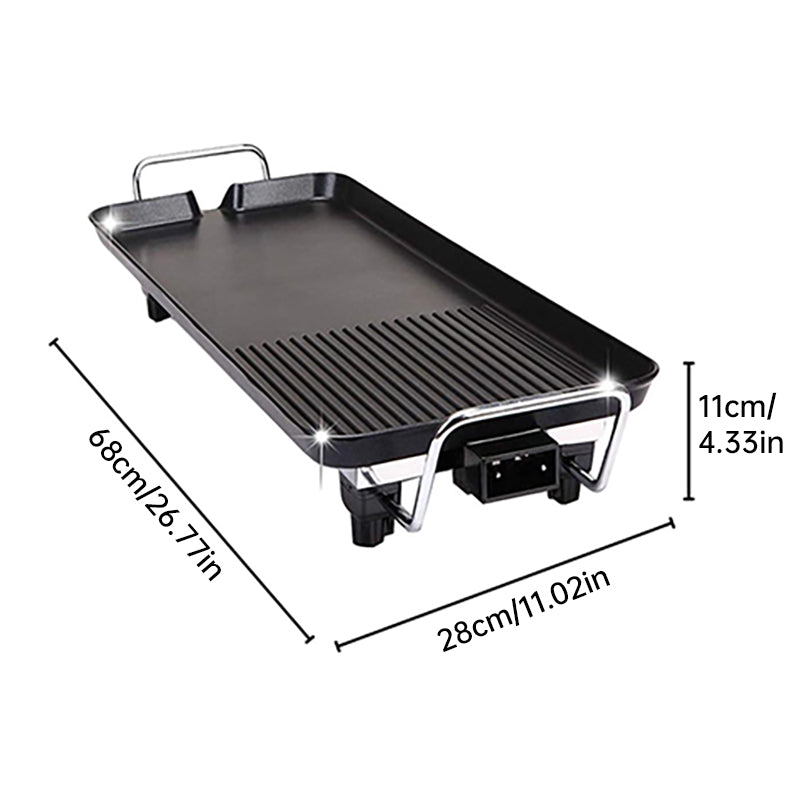 1500W Electric Teppanyaki Grill, Smokeless Non-Stick Griddle, Portable Tabletop BBQ Plate with Adjustable Temp