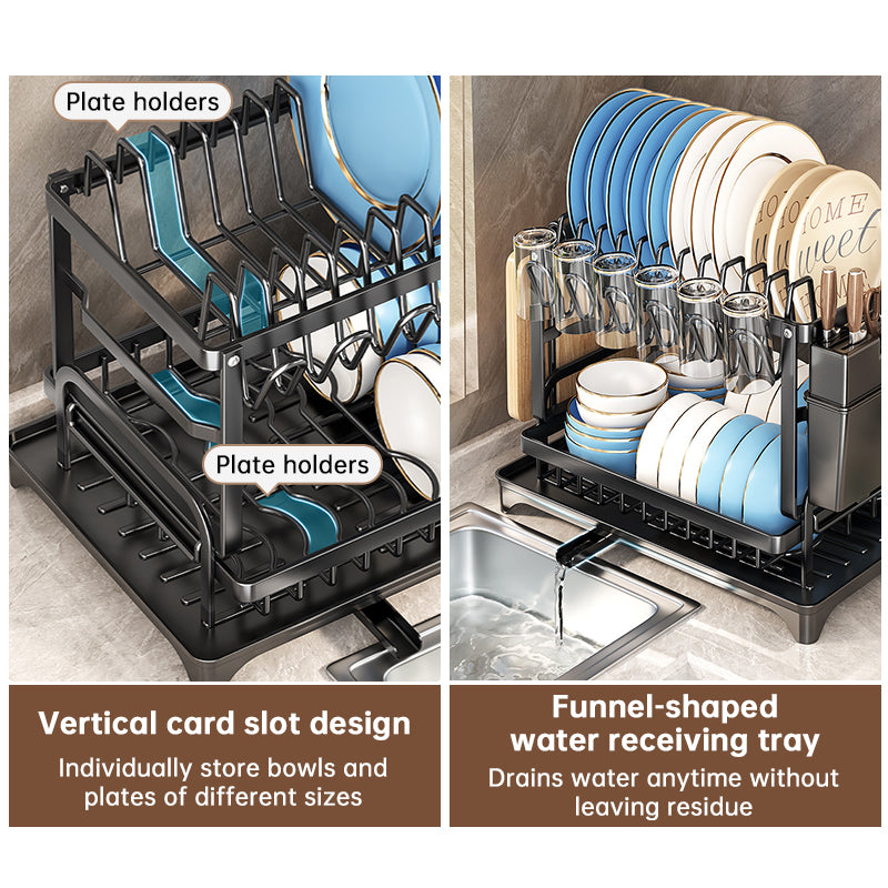 2-Tier Dish Drying Rack | Rustproof Carbon Steel Kitchen Drainer eprolo