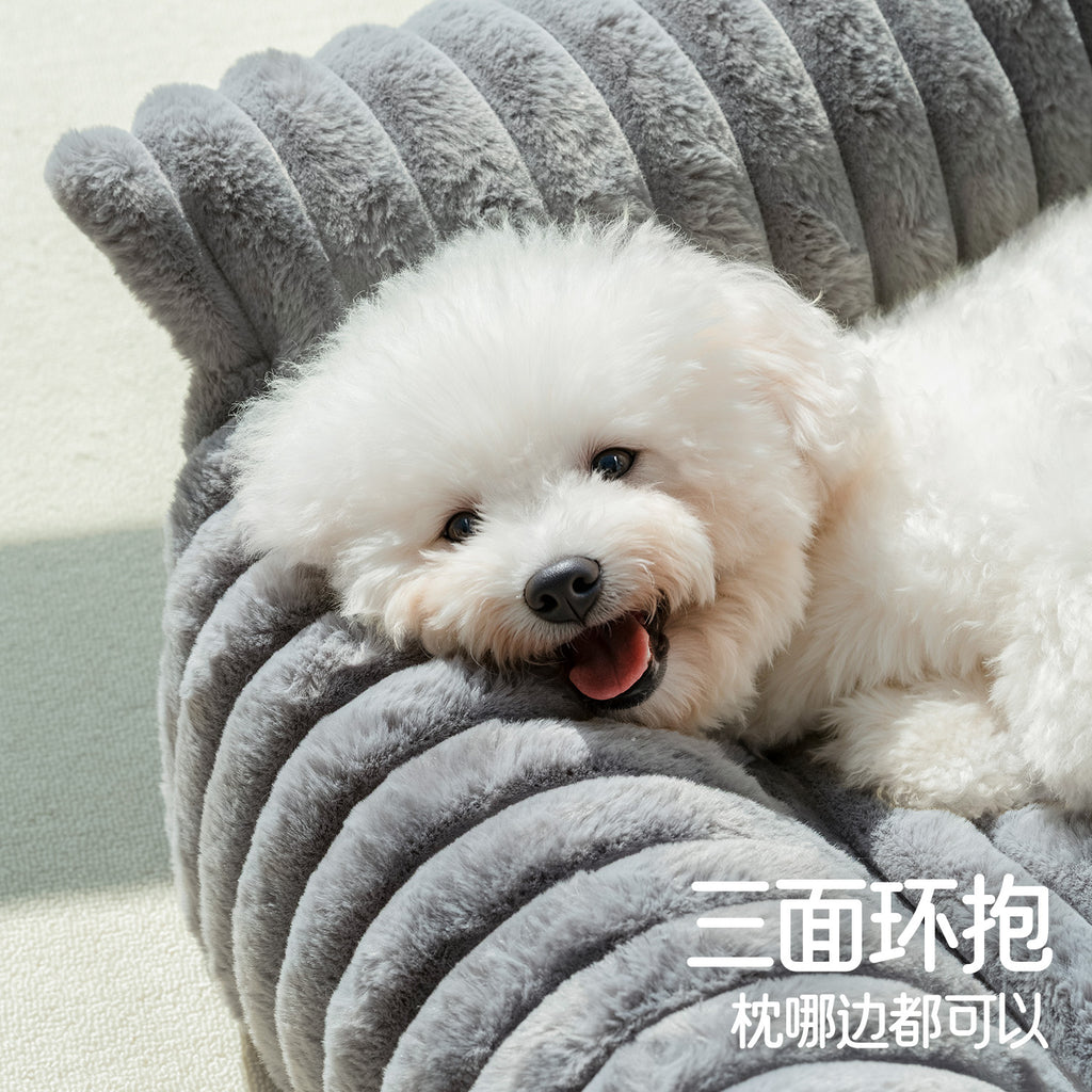 Pet Sofa with Removable Washable Cover, All-Season Pet Mattress with Rabbit Fur Plush Dog Bed